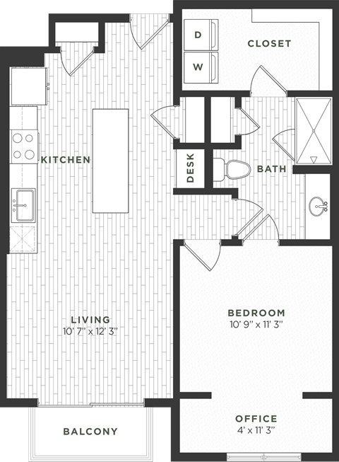 One bedroom floor plan
